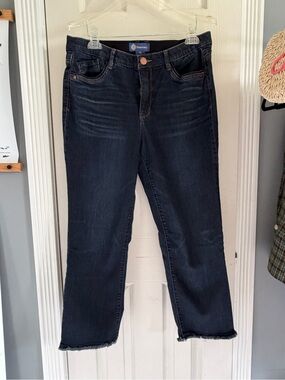 Democracy Dark Blue Cropped Straight-Leg Jeans